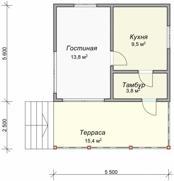Дом из профилированного бруса «Тамариски», 27.1 кв.м.
