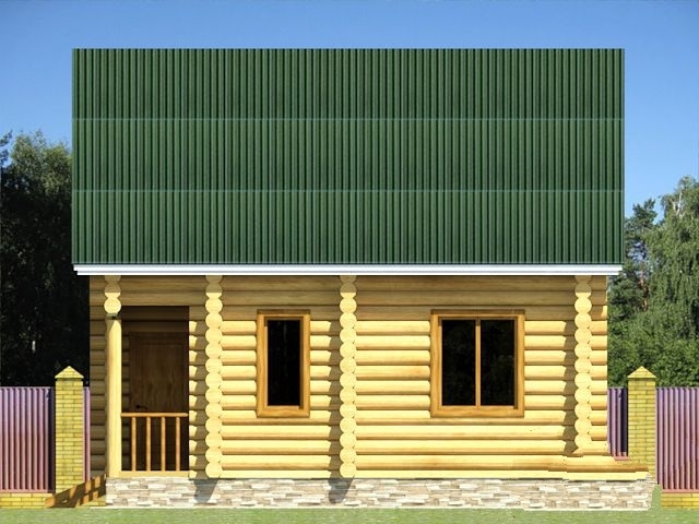 Проект дома «Балчуг», оцилиндрованное бревно, 42 кв.м.