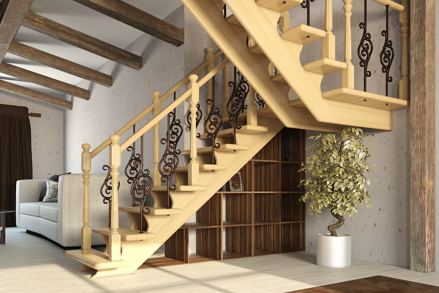 Лестница в деревянный дом: требования и особенности